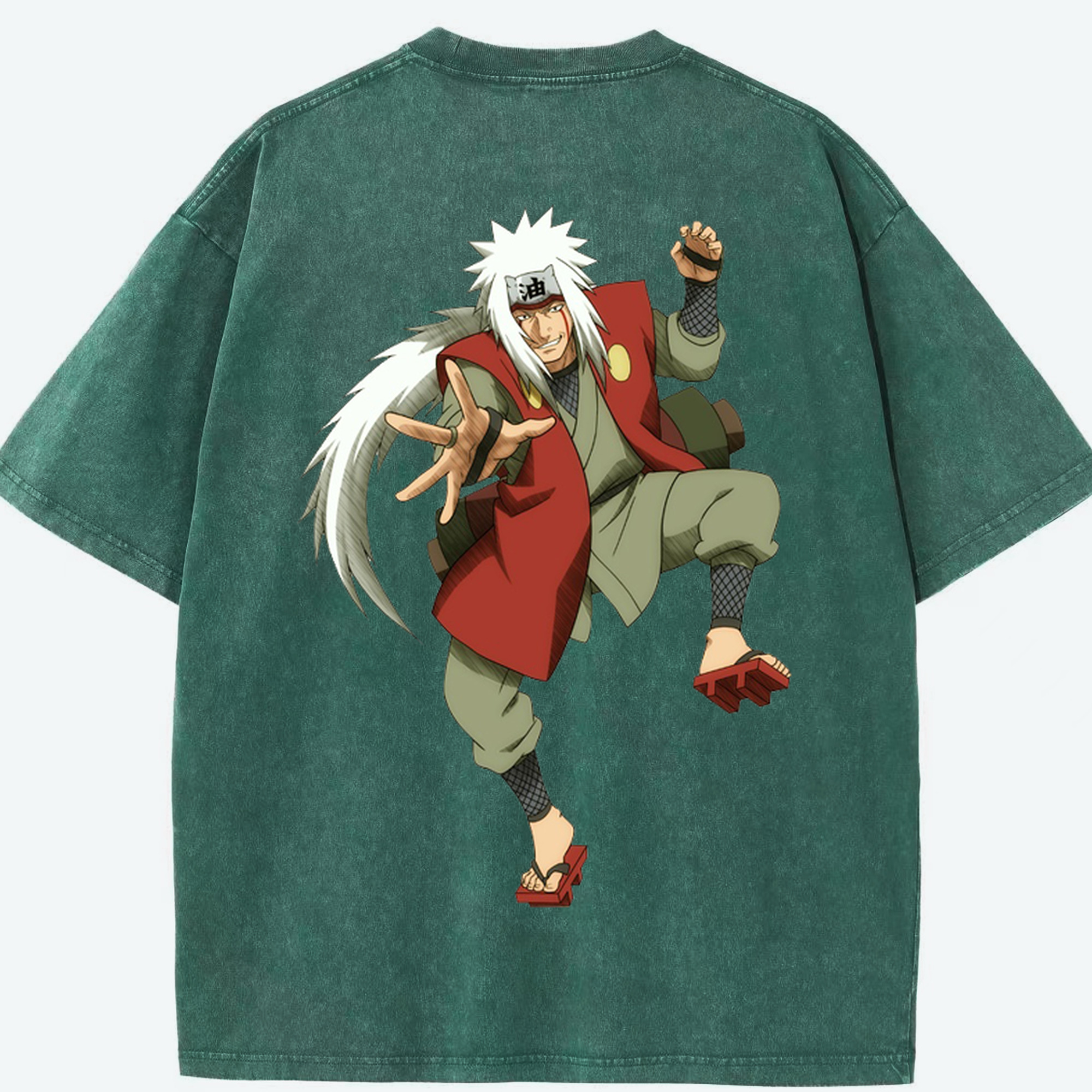 （画像用） NARUTO -ナルト- 自来也（じらいや） Jiraiya 綿100% ヴィンテージ風 半袖Tシャツ（背面プリント）